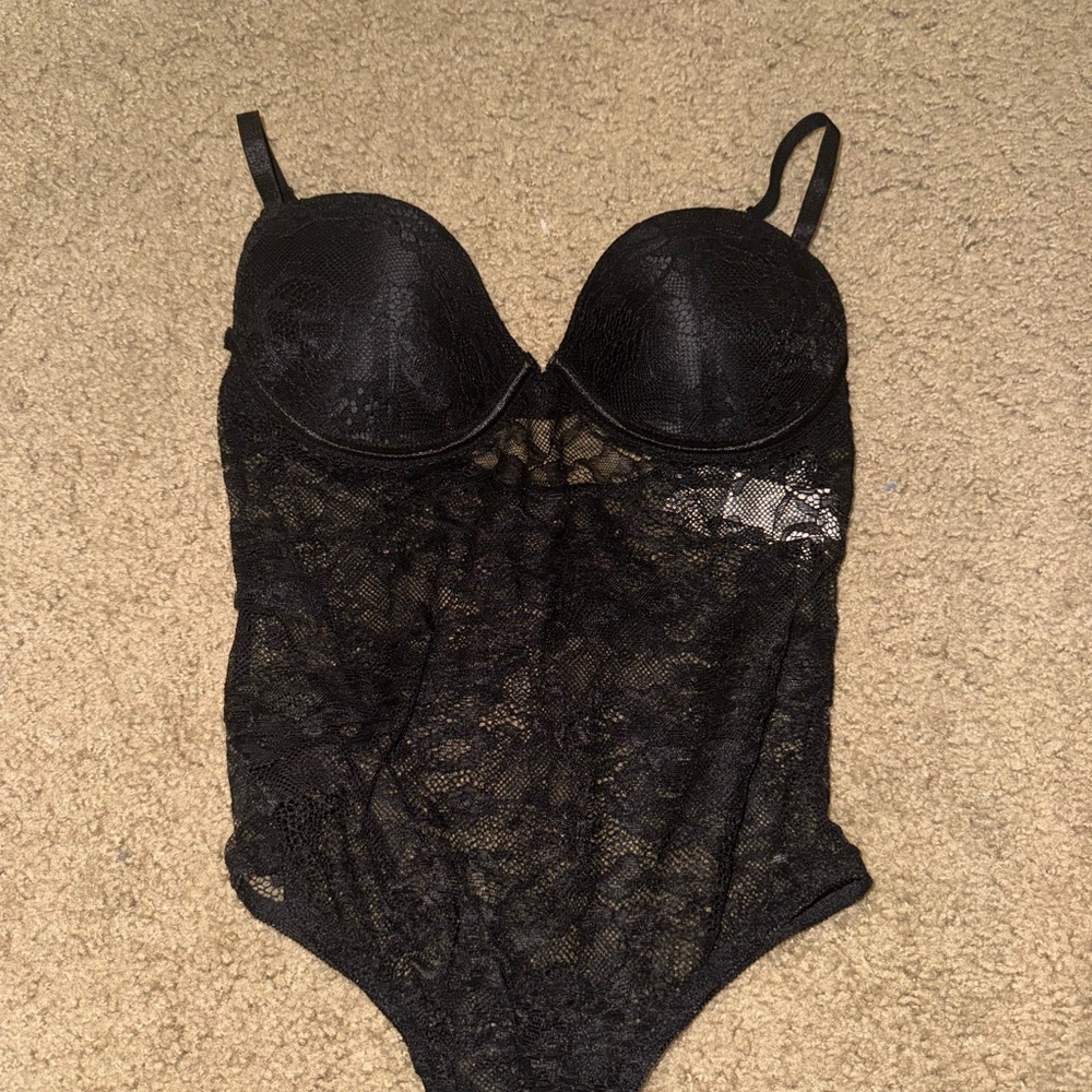 Black Lace Lingerie Bodysuitt